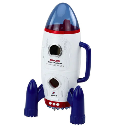 Kosminė raketa su atidaroma kapsule, kosmonautais, šviesomis ir garsais