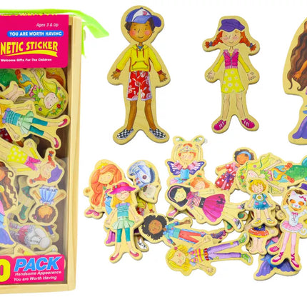 Medinių magnetinių personažų rinkinys