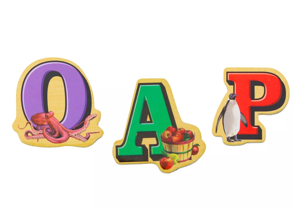 Medinių magnetinių raidžių rinkinys