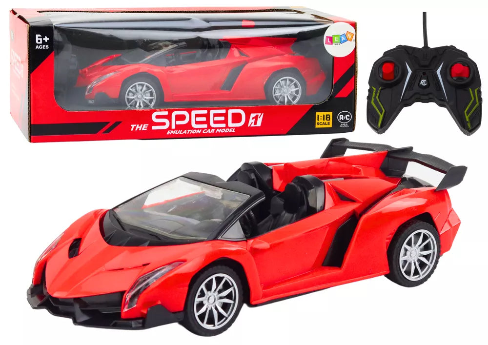 Sportinis nuotoliniu būdu valdomas automobilis RC 1:18 – raudonas