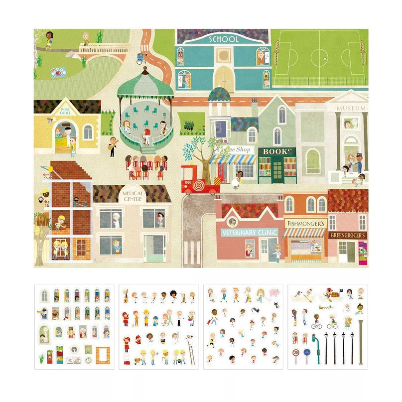 Didelis plakatas su daugkartiniais lipdukais MIESTAS