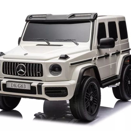 Akumuliatorinis automobilis vaikams Mercedes G63 XXL, baltos spalvos, 24 V