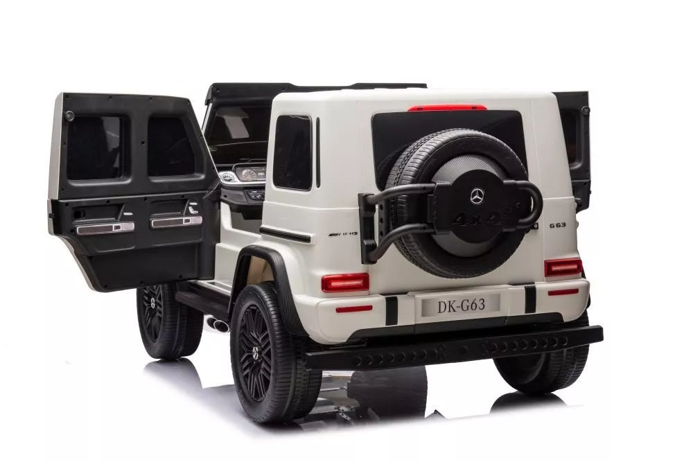 Akumuliatorinis automobilis vaikams Mercedes G63 XXL, baltos spalvos, 24 V