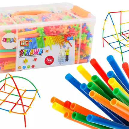 Spalvotos 3D šiaudelių konstruktorius vaikams 800 vnt
