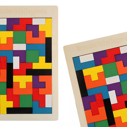 Medinė spalvotų formų dėlionė