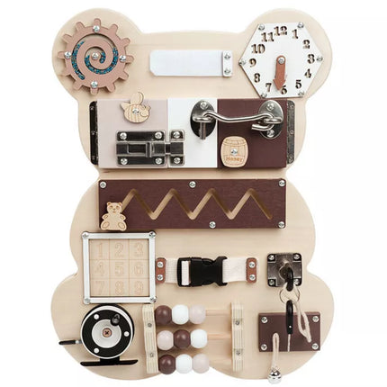 Medinė sensorinė meškiuko formos lenta