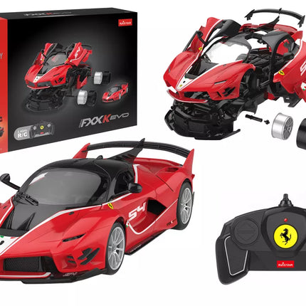 RASTAR 1:18 Ferrari FXXK EVO – 88 dalių konstruktorius su nuotolinio valdymo funkcija