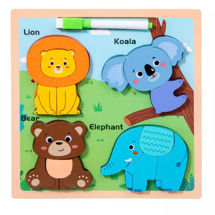 Medinė gyvūnų delionė su piešimo lenta