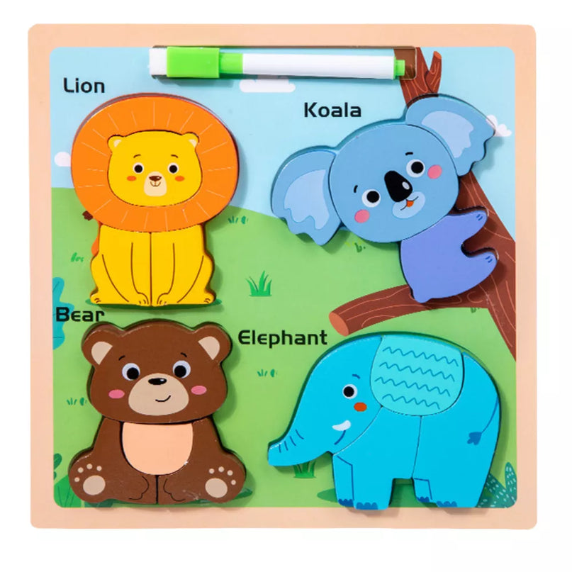 Medinė gyvūnų delionė su piešimo lenta