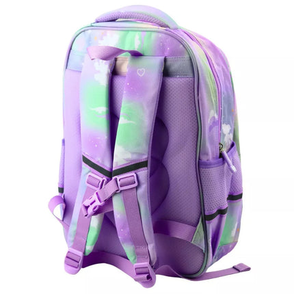 Pastelinė mokyklinė kuprinė su delfinu ir širdelėmis, 20 l