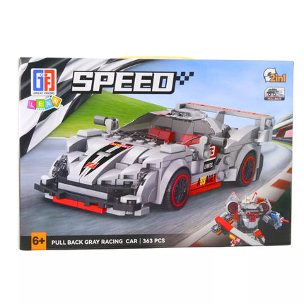 Konstruktorius pilkas sportinis automobilis robotas