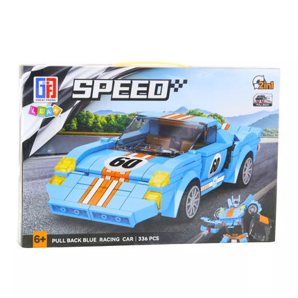 Konstruktorius mėlynas automobilis robotas