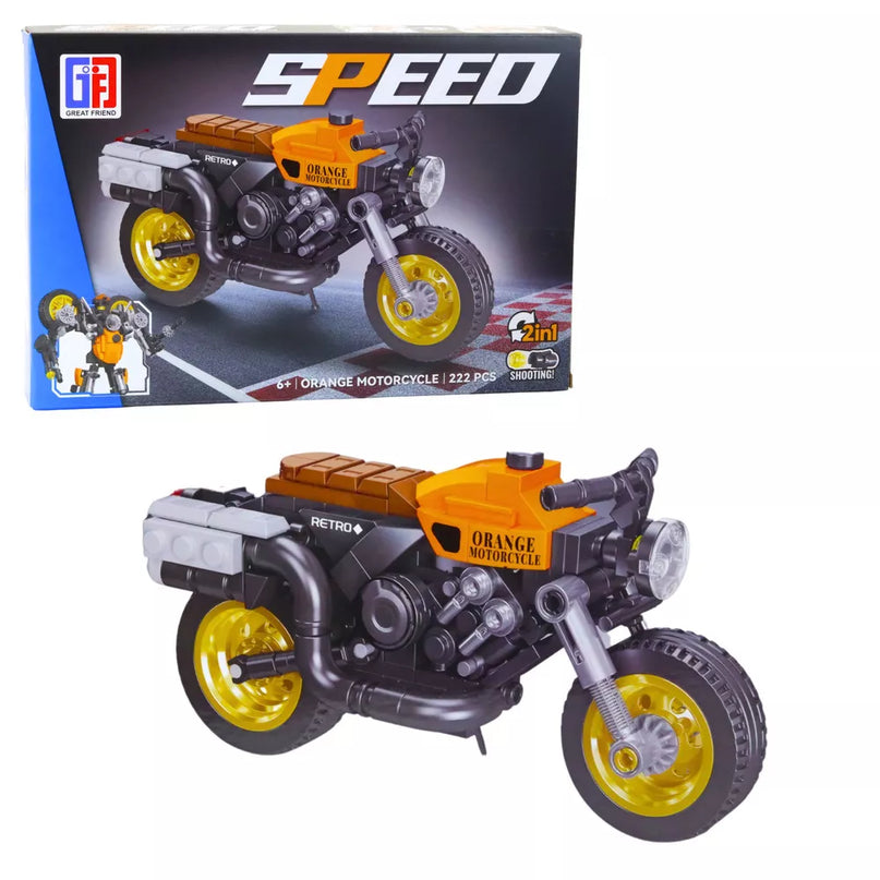 Statybiniai blokai motociklas-robotas