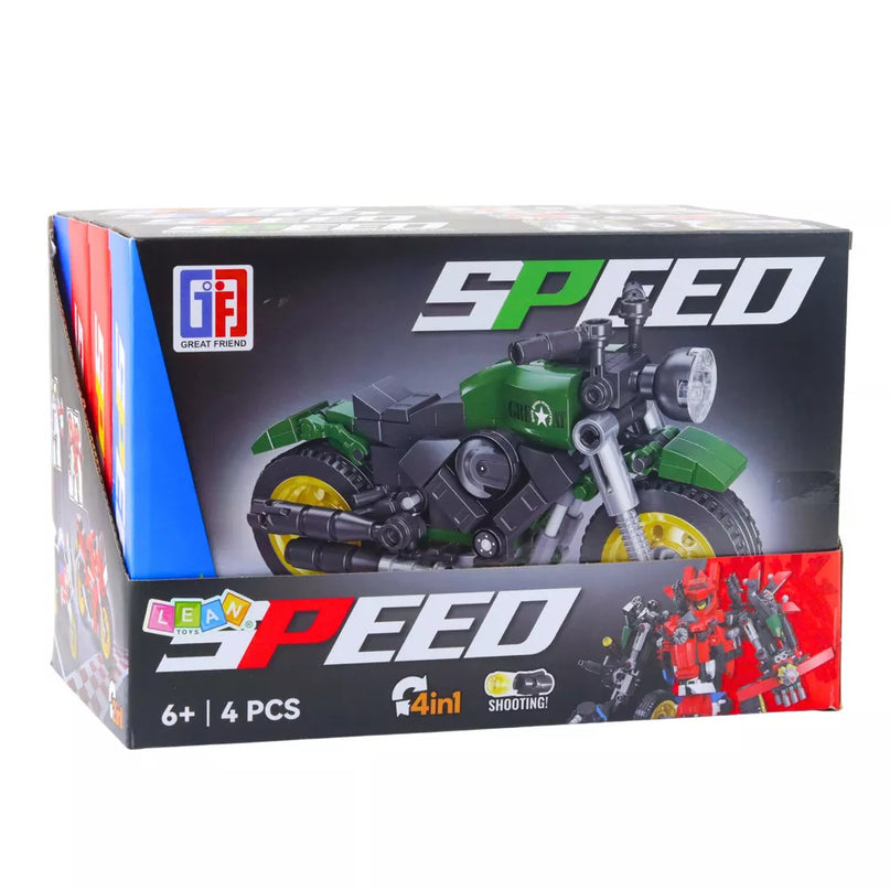 Statybiniai blokai motociklas-robotas