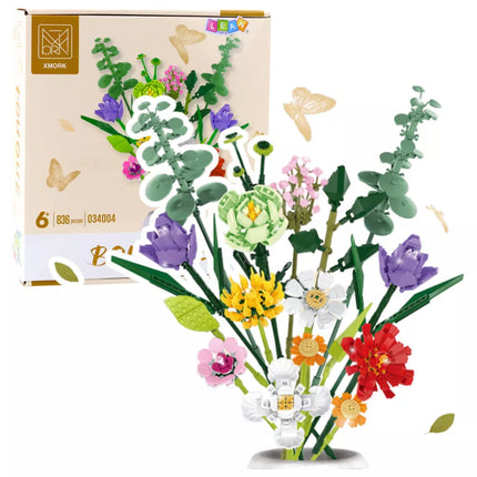 Konstruktorius spalvotų gėlių puokštė 836 vnt.