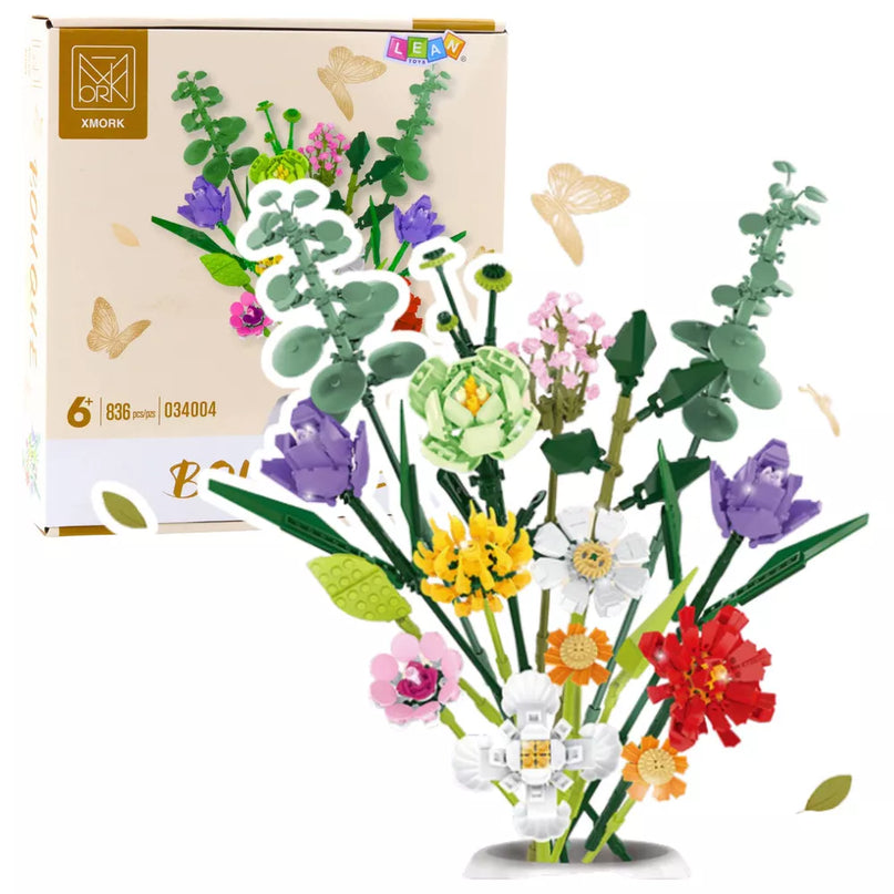 Konstruktorius spalvotų gėlių puokštė 836 vnt.