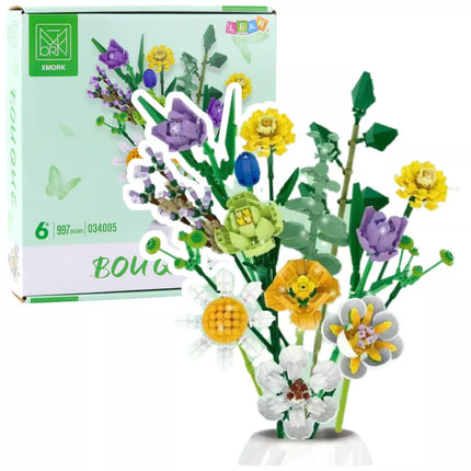 Konstruktorius spalvotų gėlių puokštė 997 vnt.