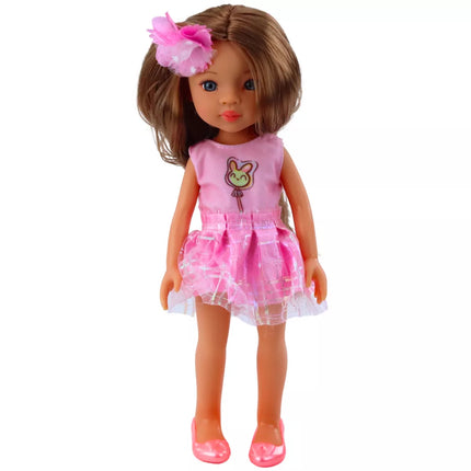Lėlė su rožine suknele ir ilgais rudais plaukais – Pretty Girl