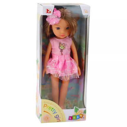 Lėlė su rožine suknele ir ilgais rudais plaukais – Pretty Girl