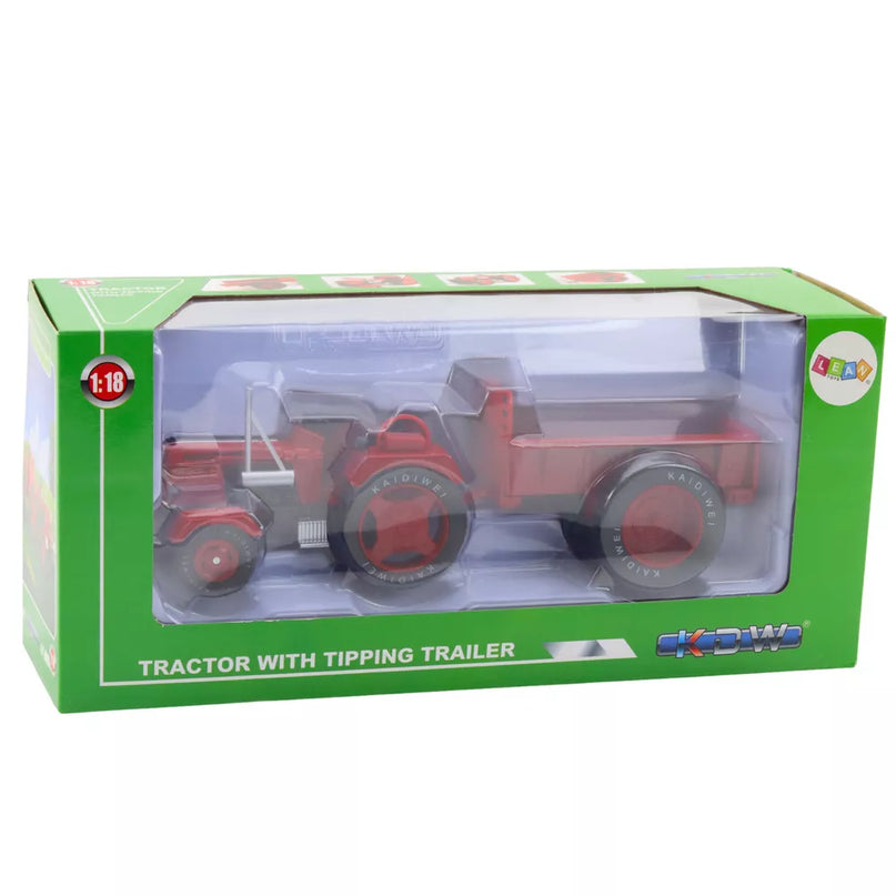 Metalinis raudonas žemės ūkio traktorius