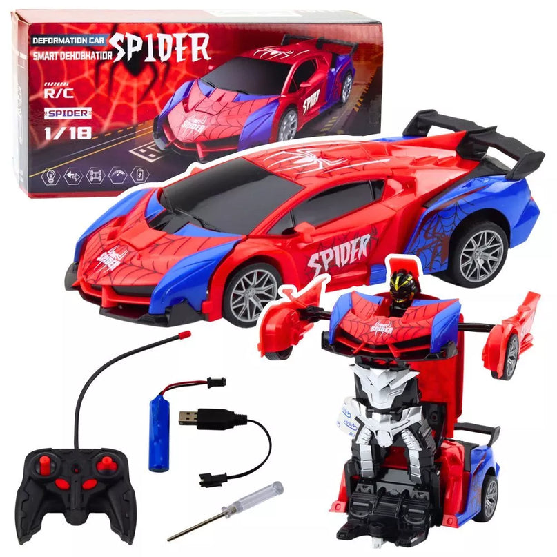 Nuotoliniu būdu valdomas 2in1 „Spider“ automobilis–robotas