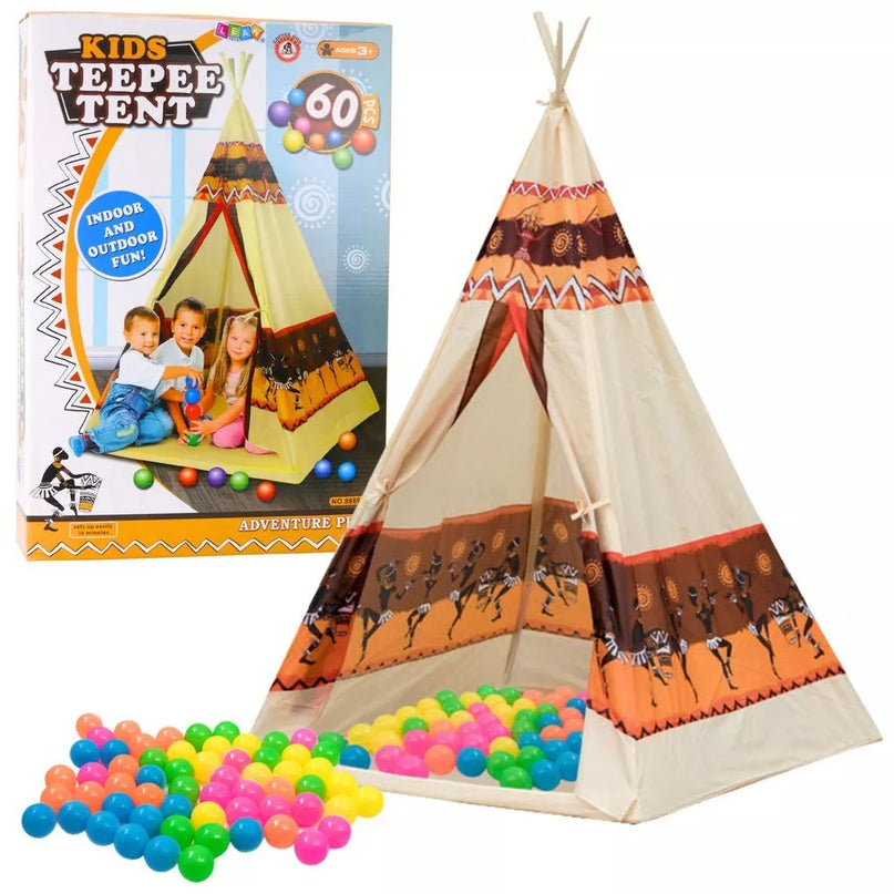 Indiško tipo TIPI palapinė su 60 kamuoliukų rinkiniu