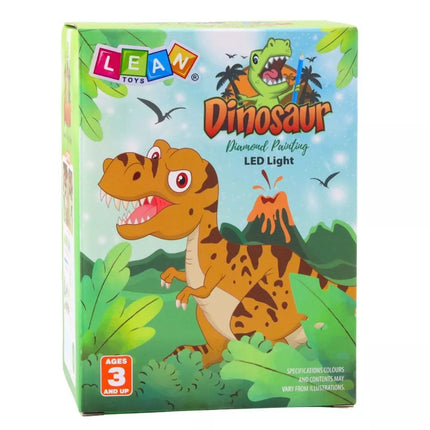 Vaikiška dinozauro deimantinės mozaikos LED naktinė lempa su pulteliu