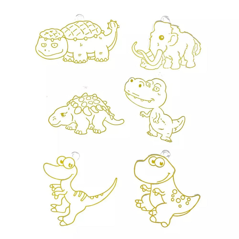 Kūrybinis vitražinių 3D dinozaurų raktų pakabukų rinkinys