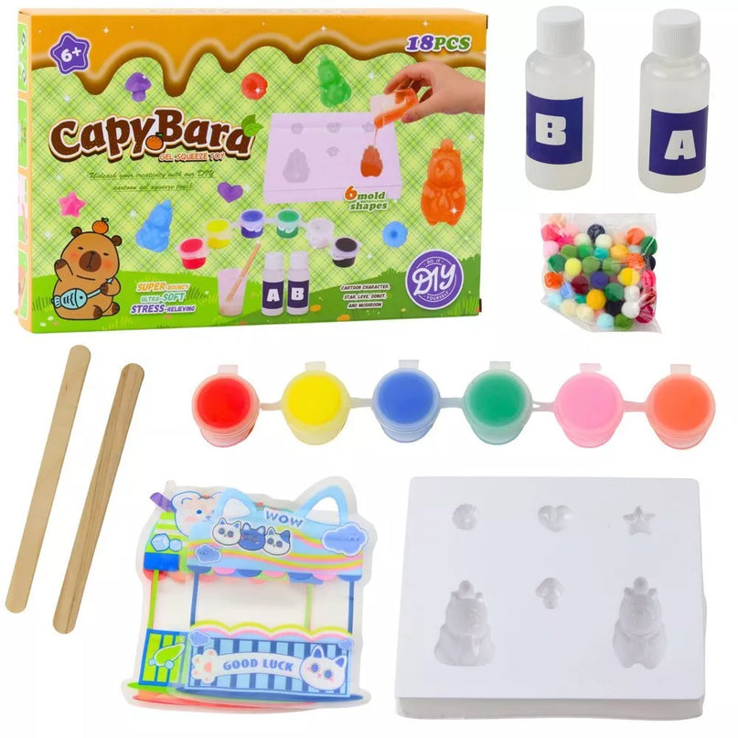 Kūrybinis kapibaros gelio figūrėlių DIY rinkinys – 18 dalių
