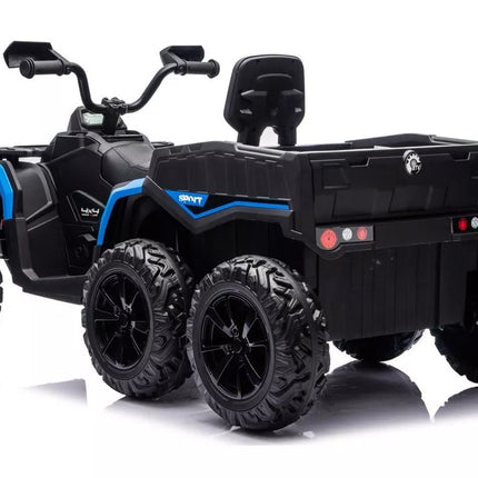 JC606 24V 4×4 vaikiškas elektrinis keturratis su priekaba, 6 ratai – mėlynas