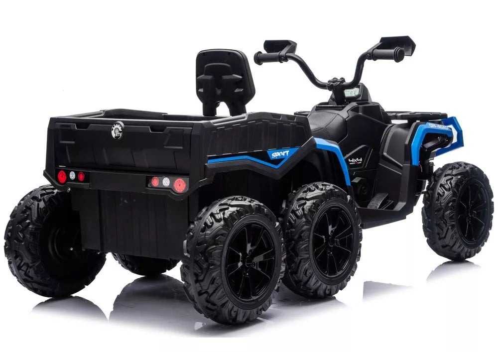 JC606 24V 4×4 vaikiškas elektrinis keturratis su priekaba, 6 ratai – mėlynas