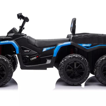JC606 24V 4×4 vaikiškas elektrinis keturratis su priekaba, 6 ratai – mėlynas