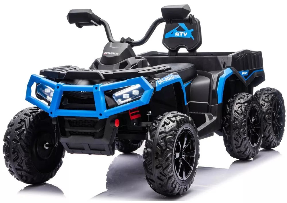JC606 24V 4×4 vaikiškas elektrinis keturratis su priekaba, 6 ratai – mėlynas