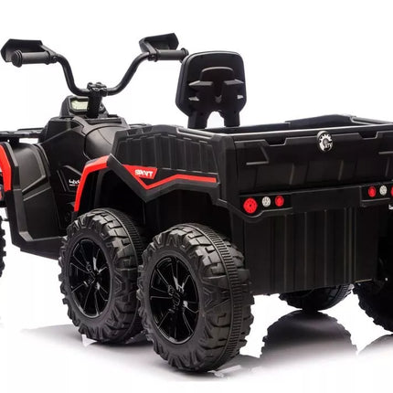 JC606 24V 4×4 vaikiškas elektrinis keturratis su priekaba, 6 ratai – raudonas