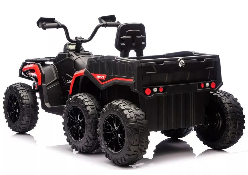 JC606 24V 4×4 vaikiškas elektrinis keturratis su priekaba, 6 ratai – raudonas