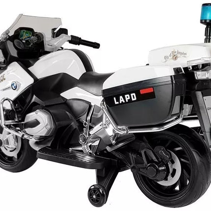 BMW baltas policijos motociklas – elektrinis vaikų motoroleris