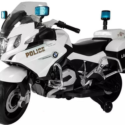 BMW baltas policijos motociklas – elektrinis vaikų motoroleris