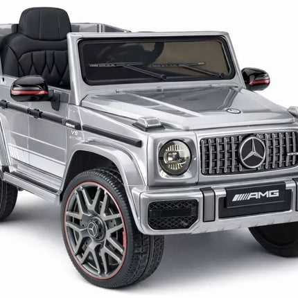 Mercedes AMG G 63 – elektrinis vaikiškas sidabrinis automobilis