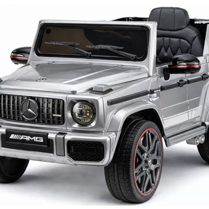 Mercedes AMG G 63 – elektrinis vaikiškas sidabrinis automobilis