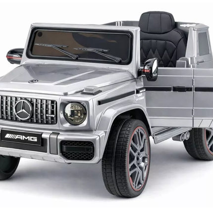 Mercedes AMG G 63 – elektrinis vaikiškas sidabrinis automobilis