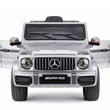 Mercedes AMG G 63 – elektrinis vaikiškas sidabrinis automobilis