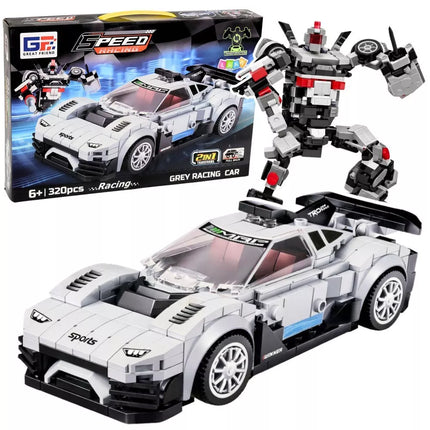 2in1 baltas sportinis automobilio ir roboto konstruktorius 320 vnt