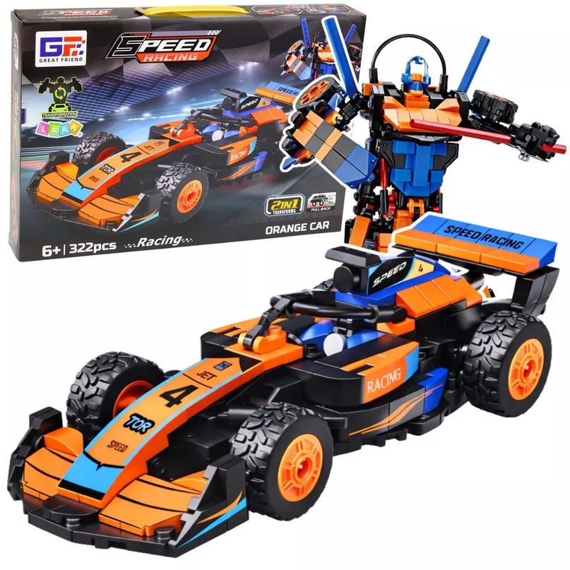 2in1 oranžinis lenktyninio roboto konstruktorius 322vnt