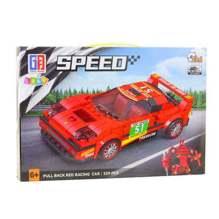 2‑in‑1 Speed konstravimo rinkinys – lenktyninis automobilis ir robotas, 329 dalys