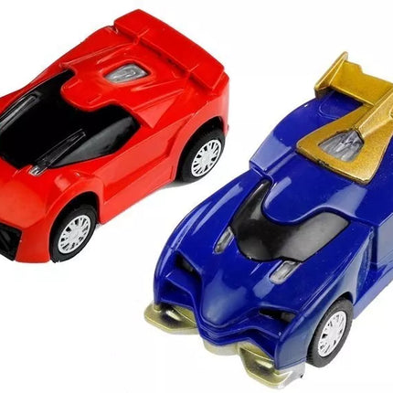 „Race Track Slot Cars 1:43“ – lenktynių trasa su 2 automobiliais, kilpomis ir LED apšvietimu
