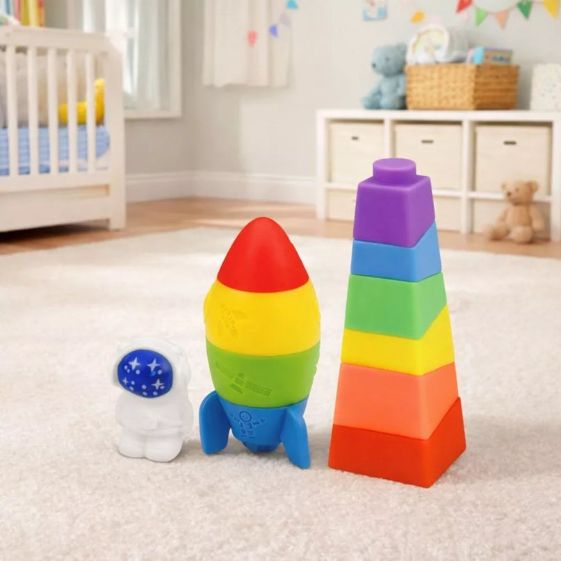 Edukacinės guminės kaladėlės mažyliams, 11 dalių