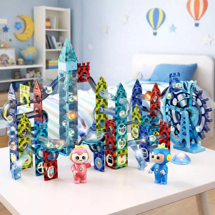 Magnetiniai konstruktoriai Magic Blocks – marmurinė trasa, 118 dalių
