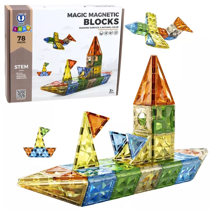 78 dalių magnetinis konstruktorius – figūros ir formos