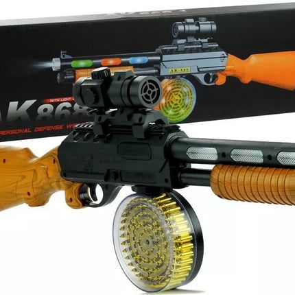 Žaislinis automatas AK 868‑1 – su šviesomis, garsais ir taikikliu, 60 cm