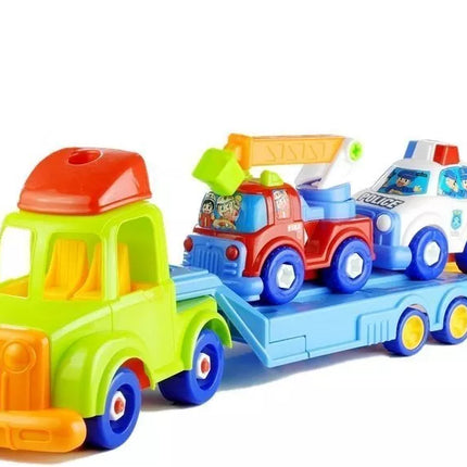 Transporto priemonių rinkinys su išardomais elementais – policija, gaisrinė ir autovežis